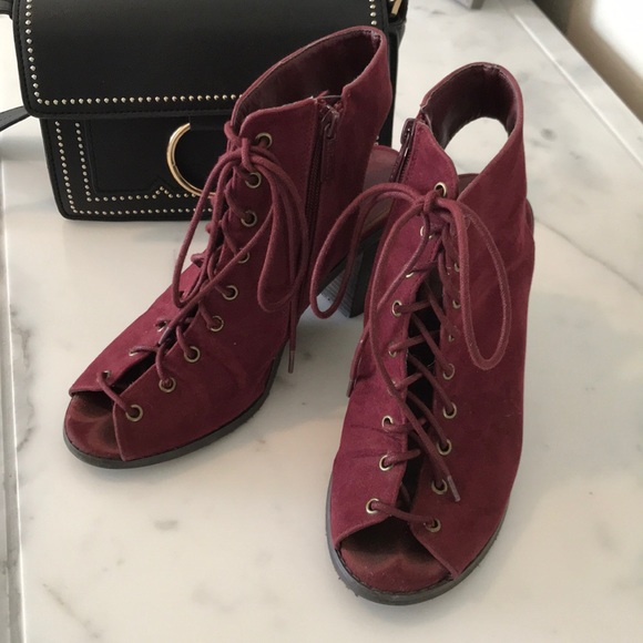 Lace-Up Open-Toe Suede Boots - Picture 6 of 6